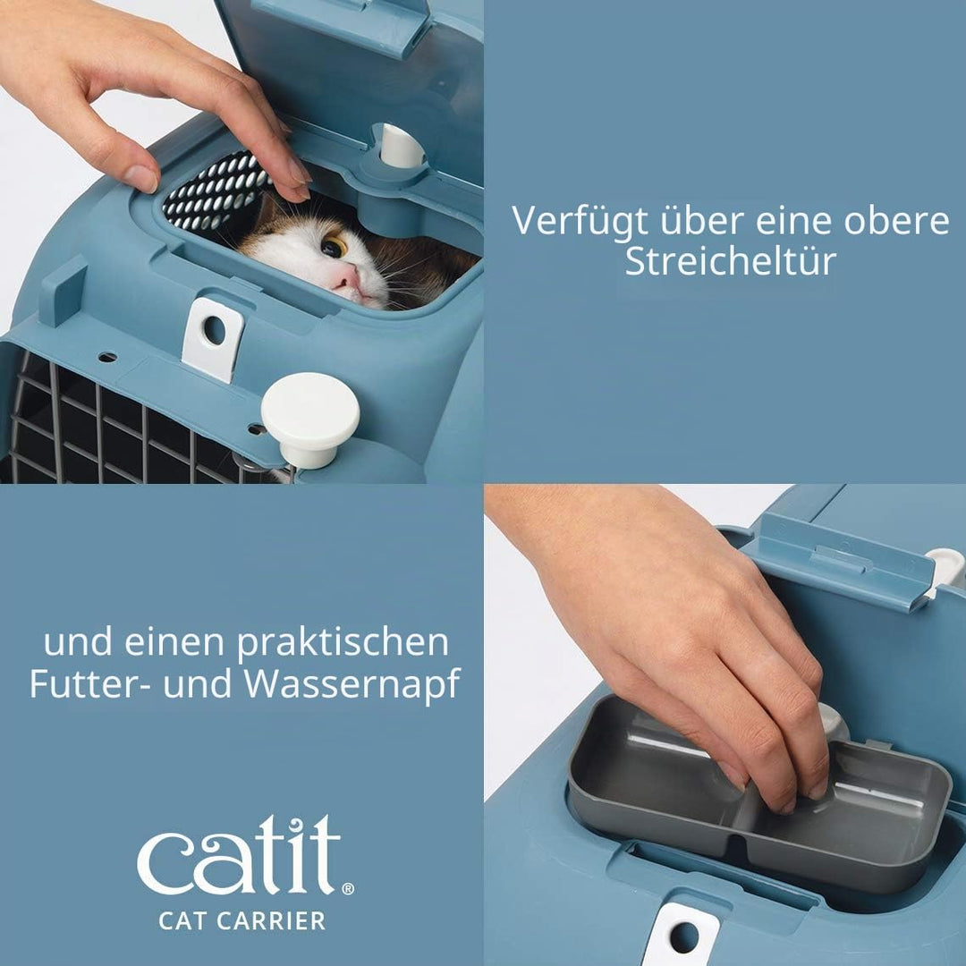 Transportbox für Katzen, Mittel, Blaugrau