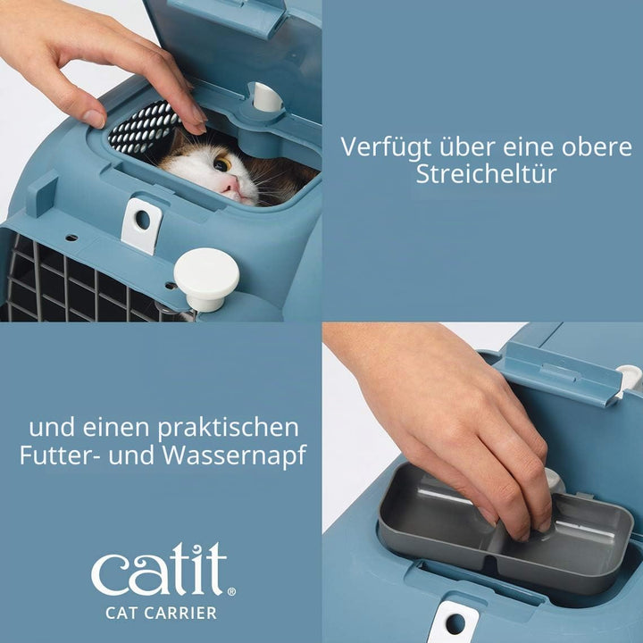 Transportbox für Katzen, Mittel, Blaugrau
