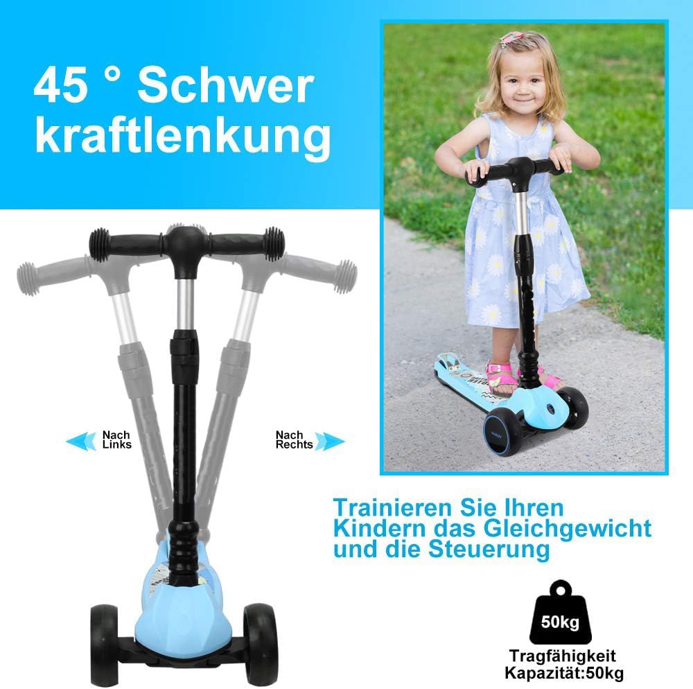Kinder Roller, der Sichere Roller Kinder 3 Jahre, 4 Höhenverstellbare, Faltbar Lenker, 50 kg Belastb