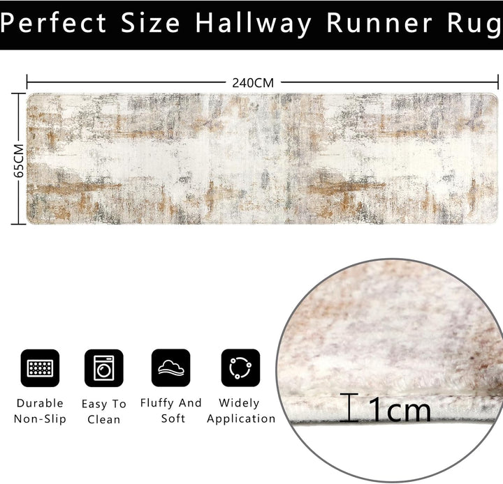 Famibay Teppich Läufer Flur Küche rutschfest Waschbar Teppichläufer Flur Flurteppich Läufer Lang Küc