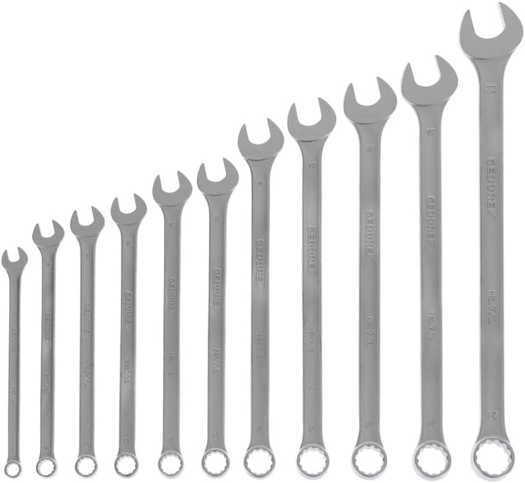 GEDORE Ring-Maulschlüssel-Satz, 11-tlg, lang, SW 8-22 mm, abgewinkelt, 12-kant, UD-Profil, Schrauben
