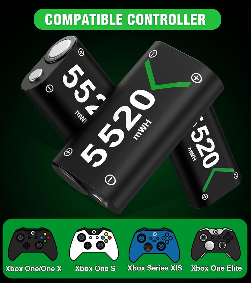 Wiederaufladbare Akku für Xbox Controller, 3x5520mWh Controller Akku für Xbox Series X/S/Xbox One/On