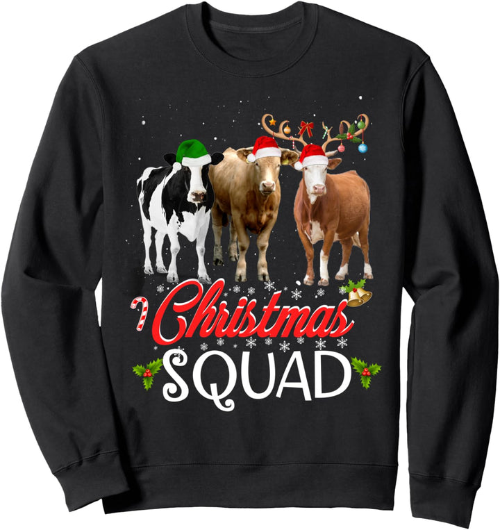 Christmas Squad Lustiger Schlafanzug mit Kuh-Motiv, für Jungen Sweatshirt