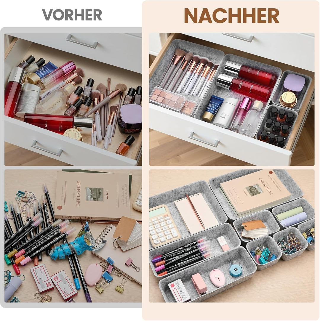 Eurhomewit 9 Stück Schubladen Organizer Filz, Schubladeneinsatz Büro Schubladen Ordnungssystem, Schm