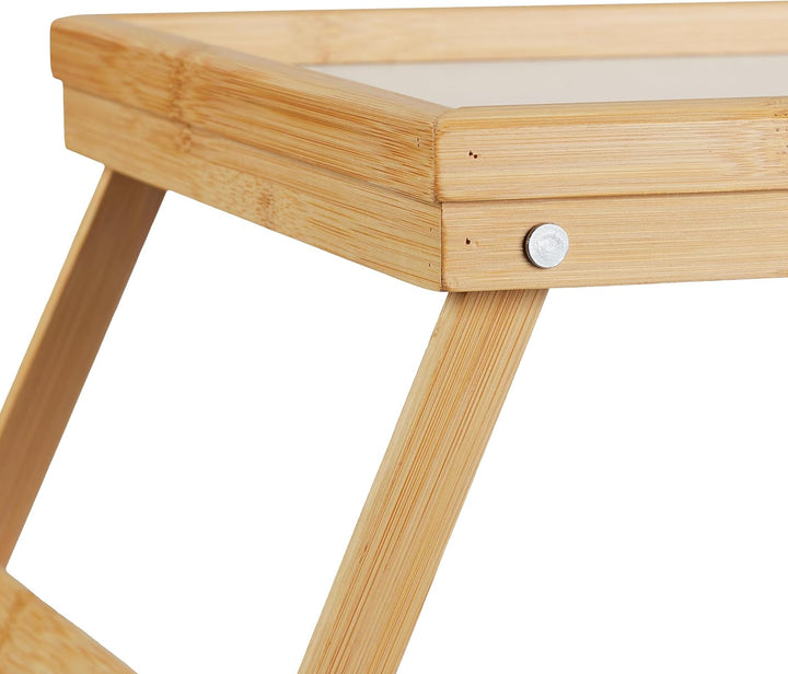 Relaxdays Betttablett Bambus, faltbar, Serviertablett für Frühstück im Bett mit klappbaren Beinen al