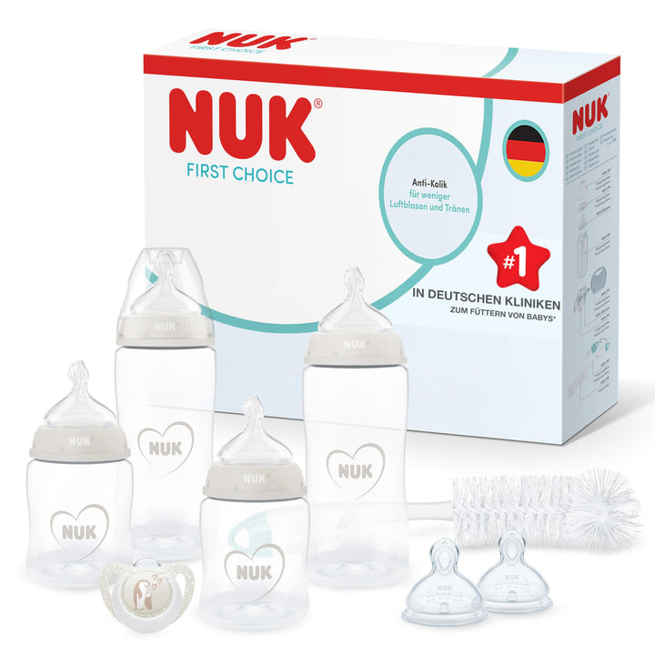 NUK First Choice Perfect Start Babyflaschen-Set | 0–6 Monate | 4 x Anti-Kolik-Trinkflaschen (150 ml,
