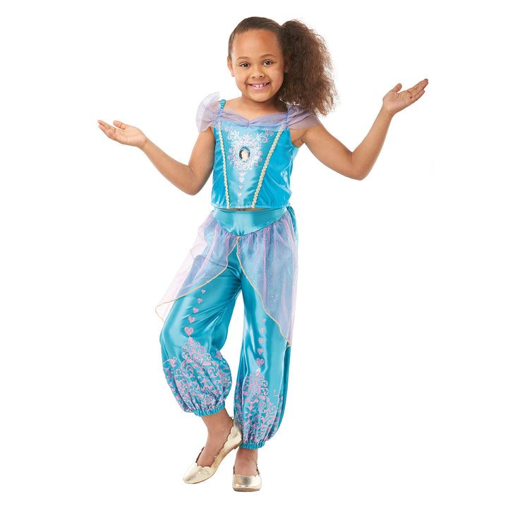 Rubie's 640724M Offizielles Disney-Prinzessinnenkostüm Jasmin, mit Edelsteinmotiv, Mädchen, Grösse M