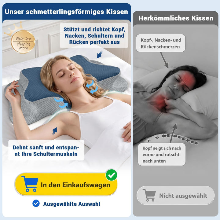 Memory Foam Kissen, Gebärmutterhalskissen für Nacken und Schultern Schmerzlinderung, Ergonomische Ko