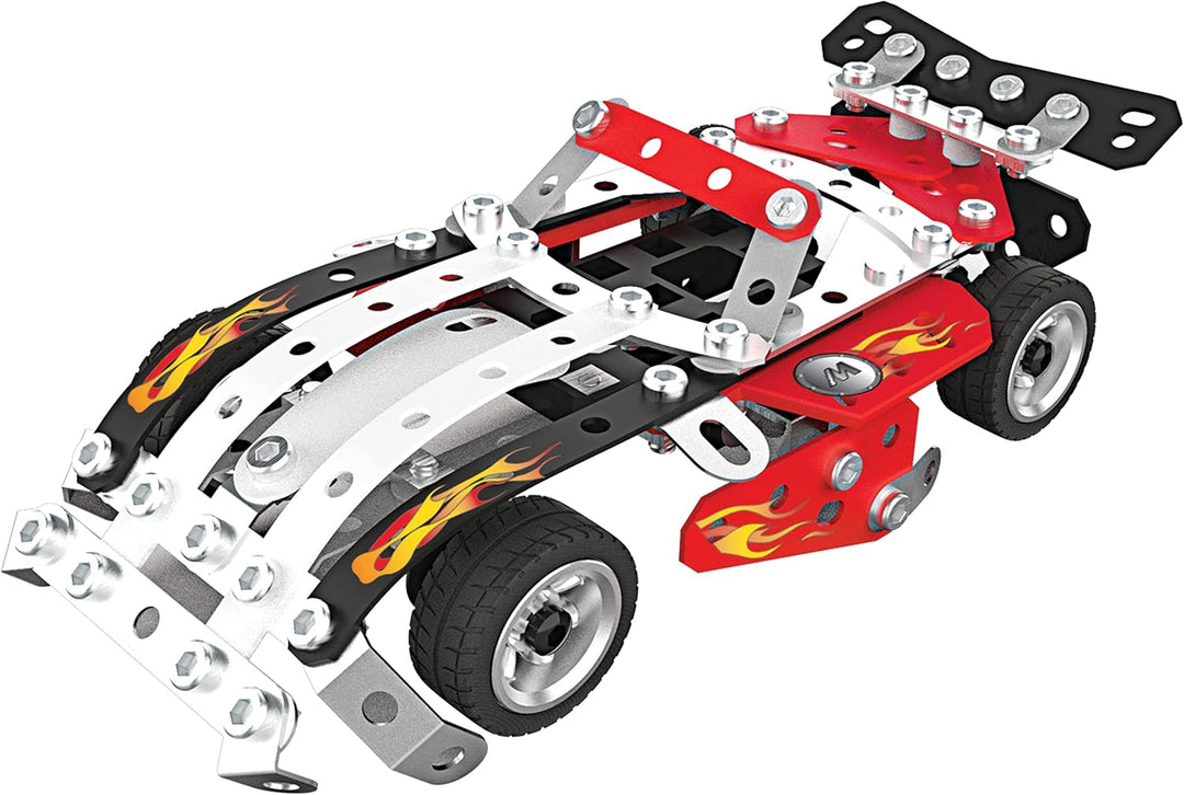 SPIN MASTER 6060104 10-in-1 Racing Vehicles Meccano, 10-in-1-Rennfahrzeuge STEM Modellbausatz mit 22