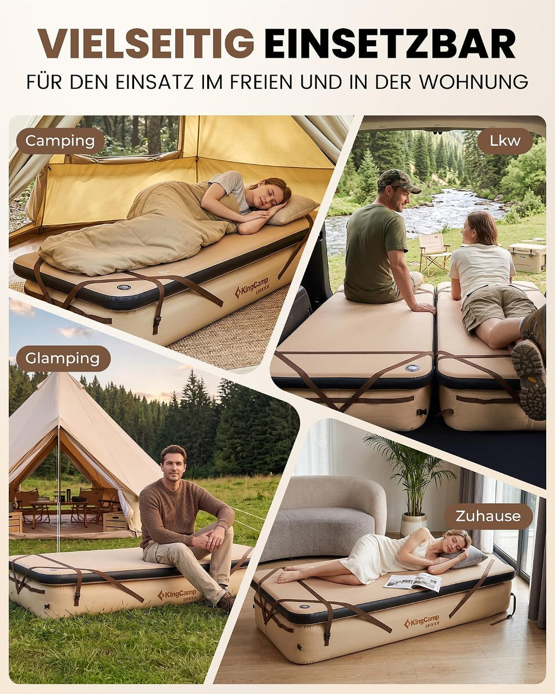 KingCamp Aufblasbares Campingbettgestell Campingbett Feldbett für Camping Isomatte Luftmatratze Aufb