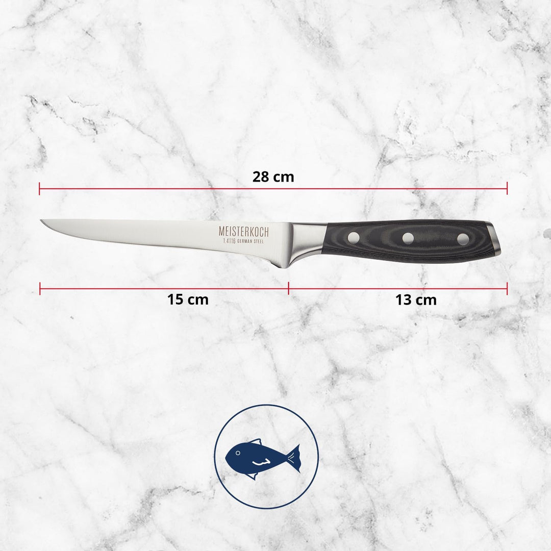 MEISTERKOCH Ausbeinmesser Messer Küchenmesser | 15 cm Klinge aus rostfreiem deutschen Edelstahl | er