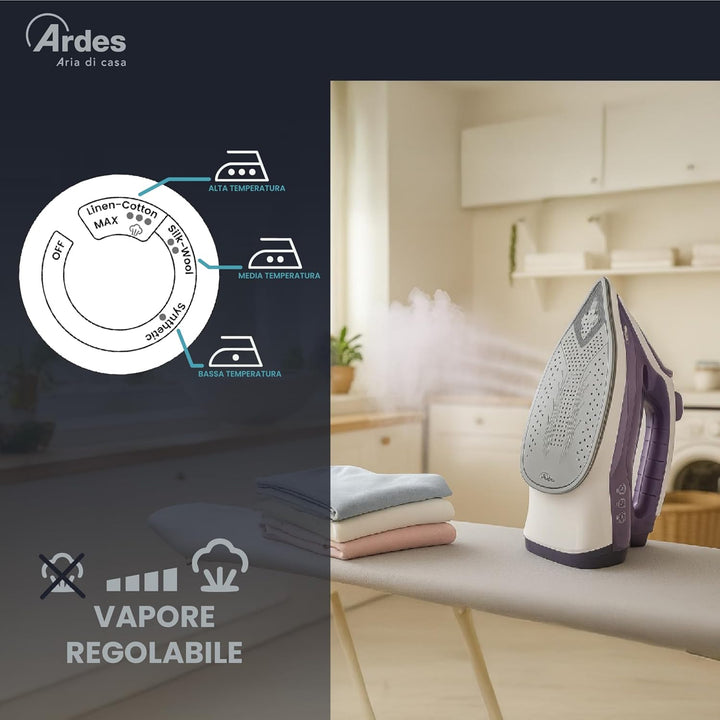 ARDES ARSTIR01W Vapor Pro COMPACT Ferro da Stiro a Vapore, 2000 W, Serbatoio 0.20 Litri, Colpo Vapor