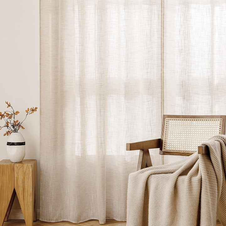 MIULEE Vorhang Gardinen Leinen mit ösen Voile Vorhänge Leinenoptik Gardinen Wohnzimmer Modern Fenste