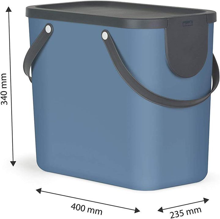 Rotho Albula Mülltrennungssystem 25l für die Küche, Kunststoff (PP) BPA-frei, blau/anthrazit, 25l (4