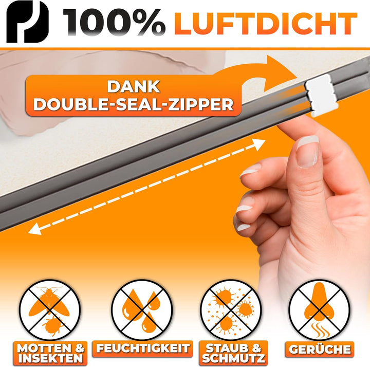 Hängende Vakuumbeutel für Kleidung (mit Haken) I 5 STÜCK I Grösse XL: 100x70cm I Grosse Vakuumierbeu