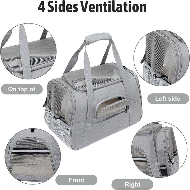 Transporttasche für Haustiere+ Fleecematte, Transporttasche für Katzen und Kleinere Hunde bis 10 kg,