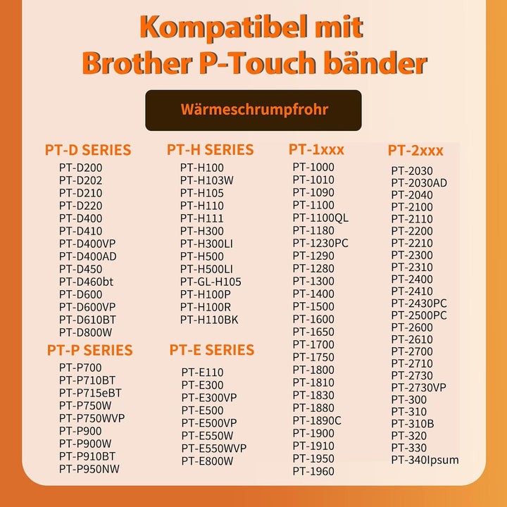 3x Kompatibel für Brother Ptouch HSe-631 HSe631 HS-631 HS631 11.7mm Schwarz auf Gelb Wärmeschrumpfro