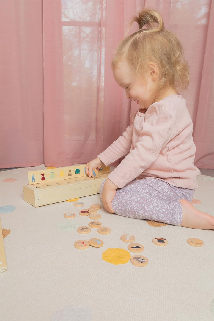 small Foot Bildersortierbox aus Holz, 60 Verschiedene Bilder zum Sortieren und Entdecken, für Kinder