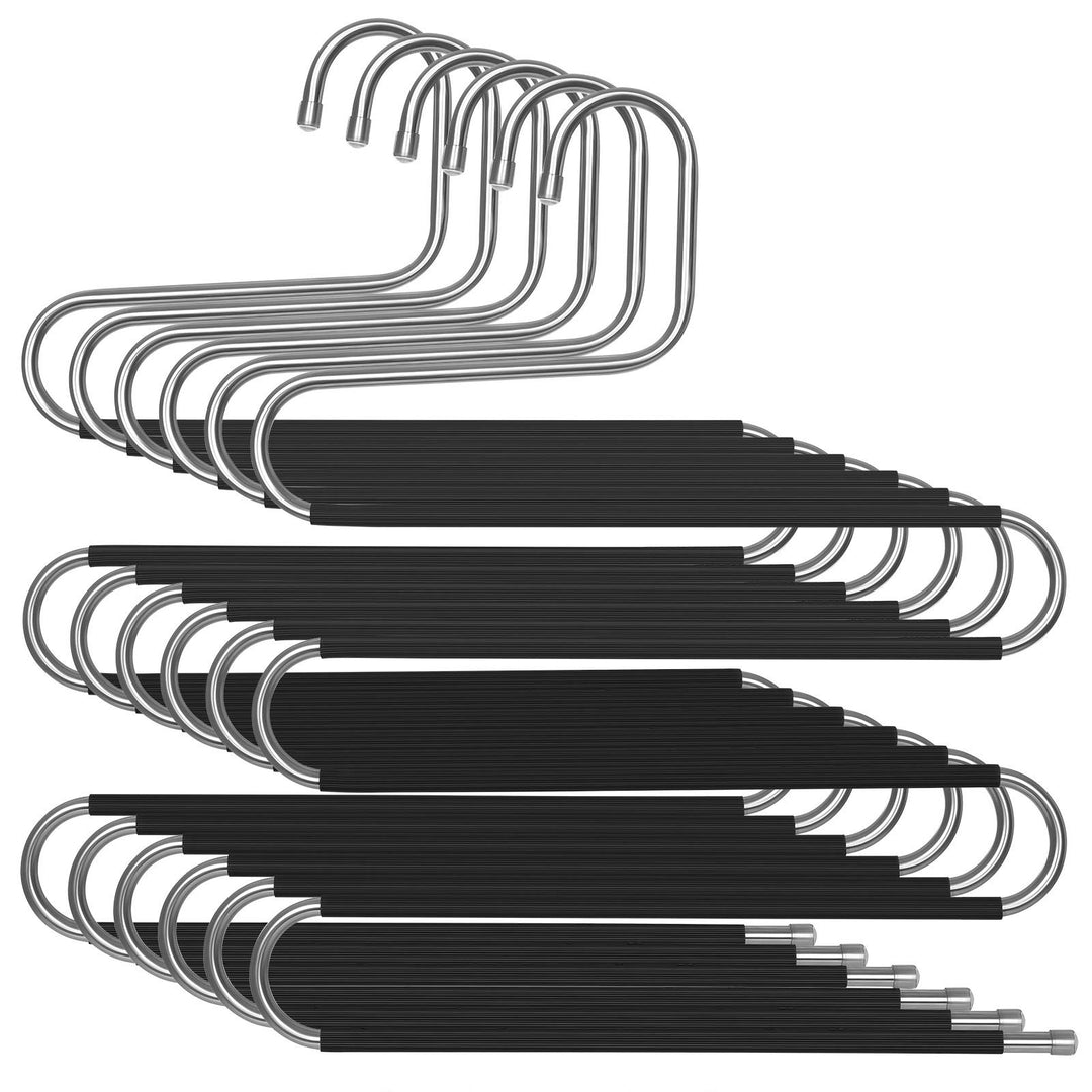 SONGMICS HosenbÜgel platzsparend, 6er Set, Mehrfach-KleiderbÜgel aus Metall, fÜr je 5 Hosen, S-Form,