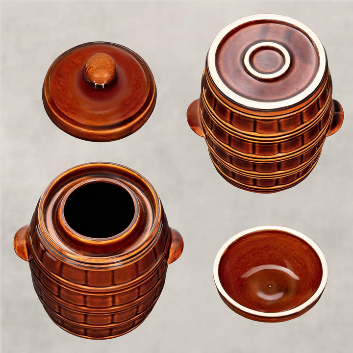KOTARBAU® Gärtopf Steinguttopf 5 L Sauerkrauttopf Gurkentopf mit Deckel Einmachtopf Keramiktopf Stei
