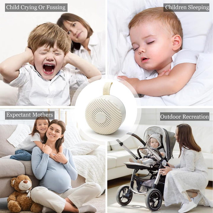 White Noise Machine, Tragbare Soundmaschine mit 24 Beruhigende Geräuschen, 4-Timer & Memory-Funktion