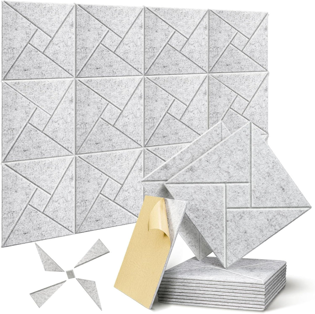 JAMELO Quadratische Akustikplatten Akustikpaneele selbstklebend 12 Stücke, Schallschutzplatten aus H