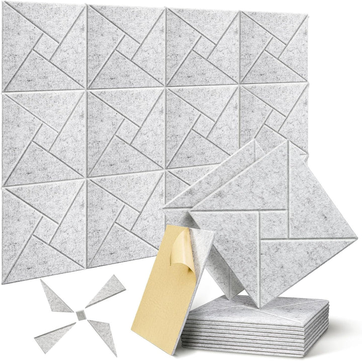 JAMELO Quadratische Akustikplatten Akustikpaneele selbstklebend 12 Stücke, Schallschutzplatten aus H