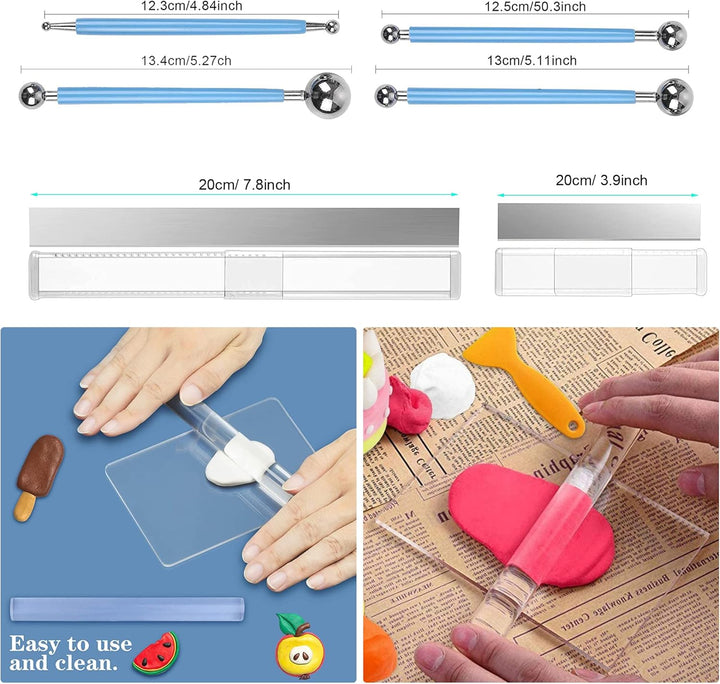 Allazone 31 Stück Polymer Clay Tools Set Modellierwerkzeug Set, Acryl Ton Roller mit Acrylplatten Tr