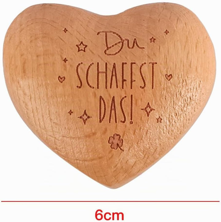 Namvo Handschmeichler Herz aus Holz mit Gravur Du schaffst das Motivationsgeschenk Mutmacher Charm G