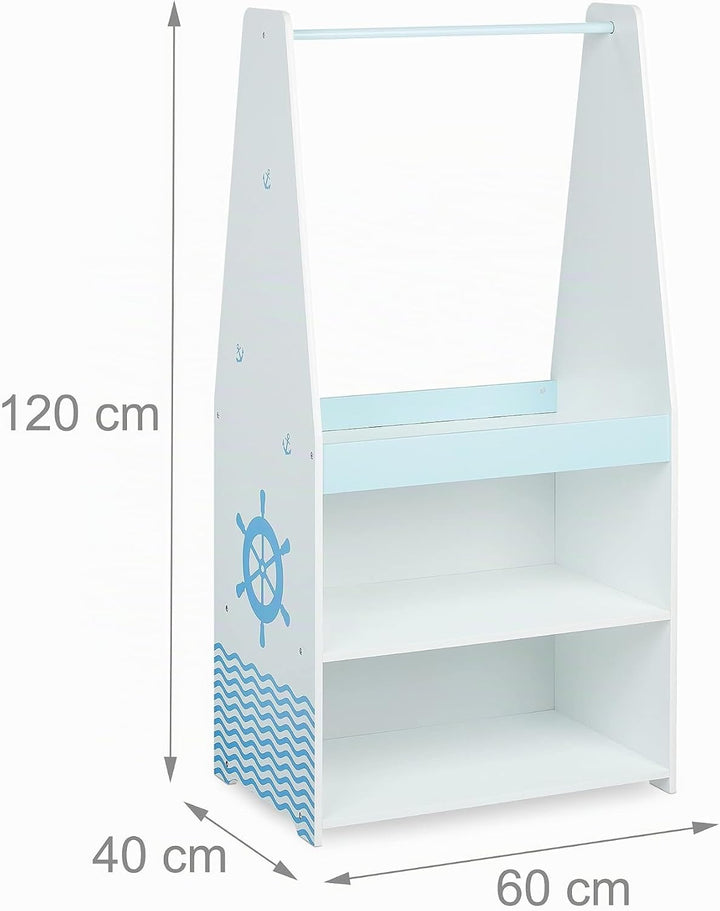Relaxdays Kleiderständer Kinder, HxBxT: 120 x 60 x 40 cm, Kleiderstange, 3 Fächer, Garderobe Kinderz