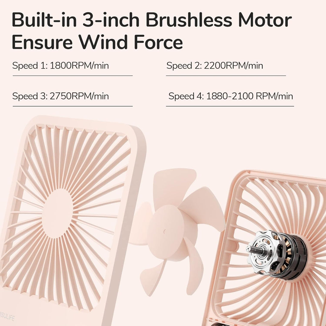 JISULIFE Tischventilator Leise, Mini Ventilator Akku Aufladbar, 180° Faltbarer Tragbarer Ventilator