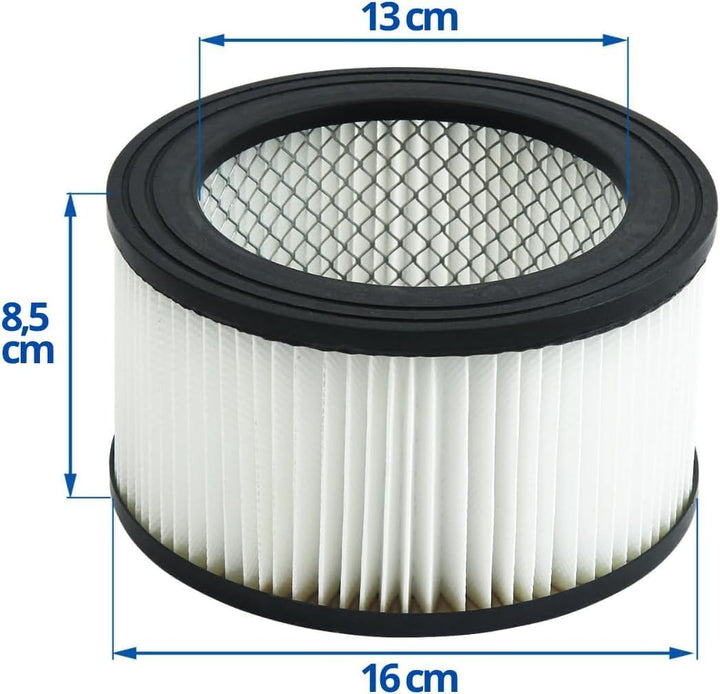 Hepa Filter 16 x 8,5 cm für Aschesauger - HEPA Ersatzfilter für Staubsauger und Kaminsauger, Waschba