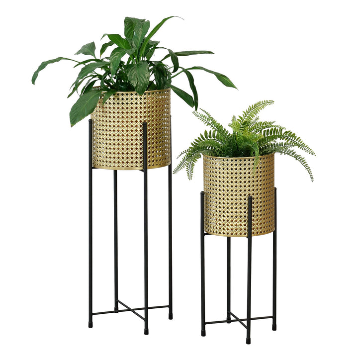 [en.casa] Pflanzständer im 2er Set Blumenständer aus Metall Blumentopf Ständer mit Übertopf Blumento