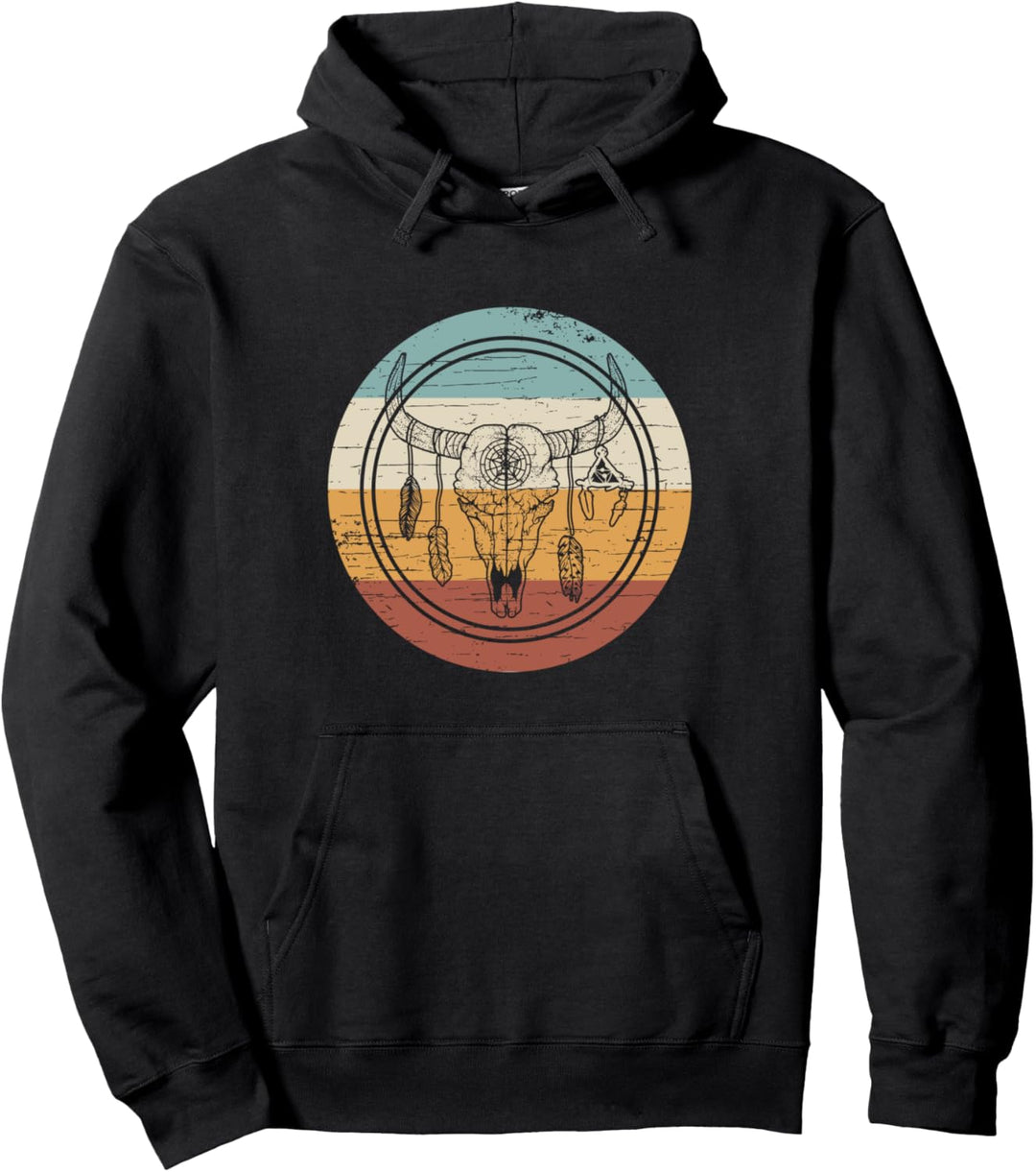 Vintage Büffel Schädel Ochse Amerikanischer Bison Büffel Pullover Hoodie