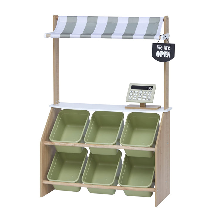 Teamson Kids Little Helper Pretend Play Holzmarkt Lebensmittelständer Rollenspiel-Spielzeug-Set für