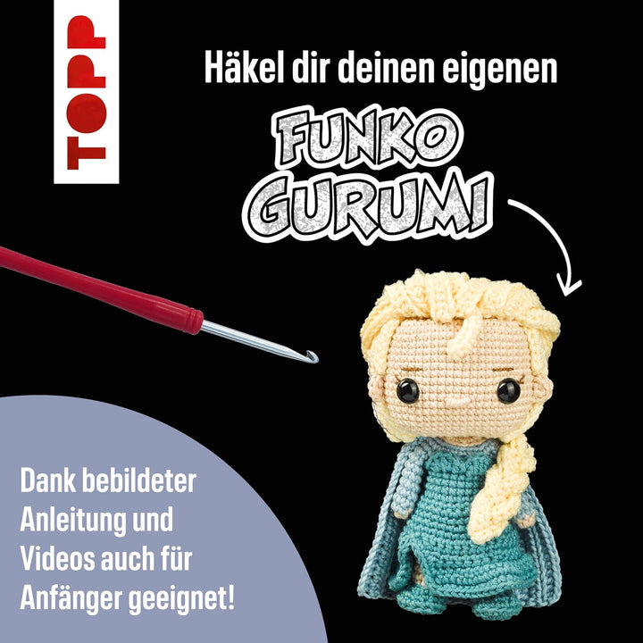 topp Funkogurumi Elsa. Das inoffizielle Häkelset: Anleitung, Misch-Garn in 4 Farben, Füllwatte, Stic