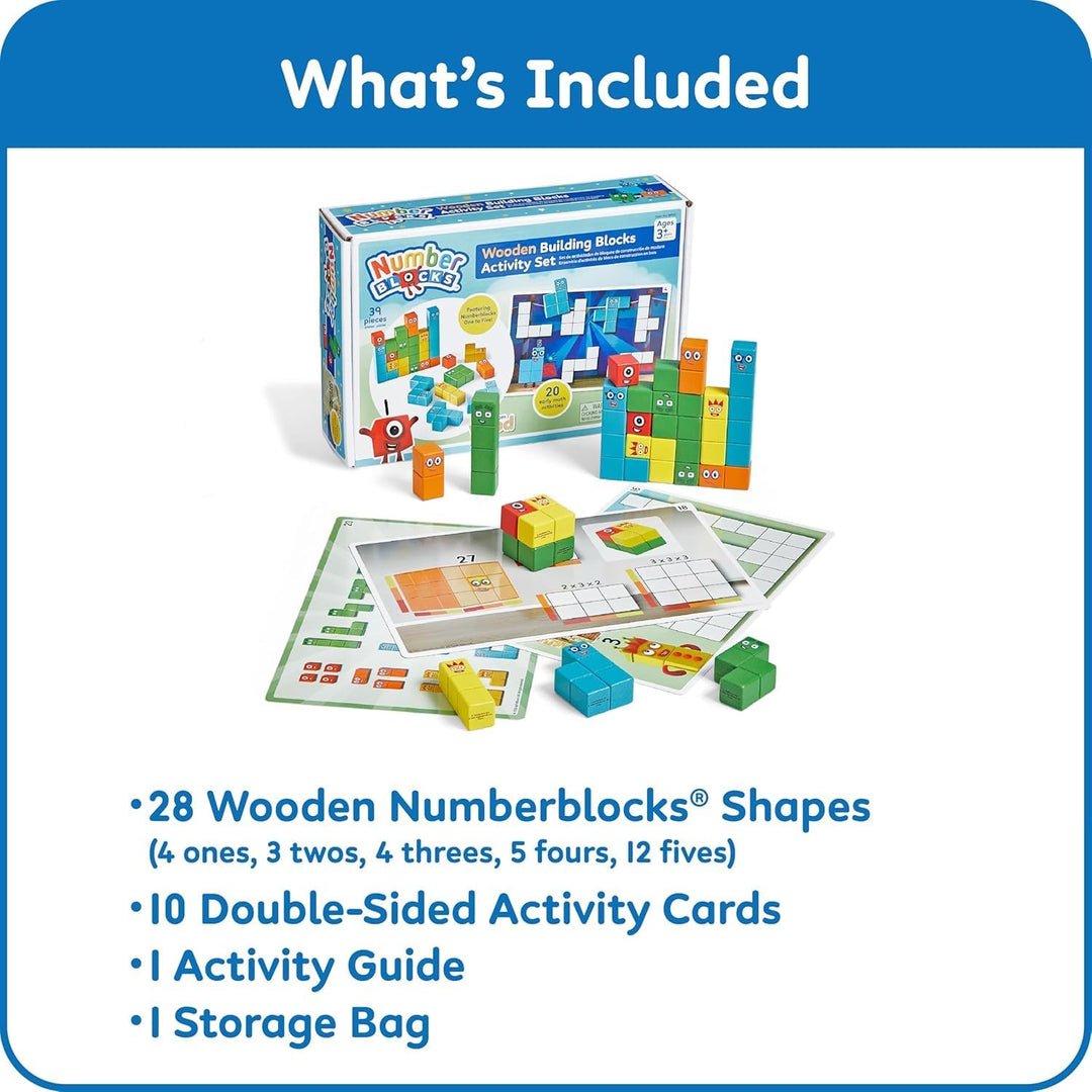 Learning Resources Numberblocks Kit mit 20 Aktivitäten und 28 Holzstücken, Charaktere von Eins bis F