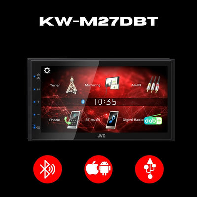 JVC KW-M27DBT 6,8" (17,3 cm) Digital Media Receiver mit DAB+ & Bluetooth (USB, 3 x Pre-Out 2V, iPod/