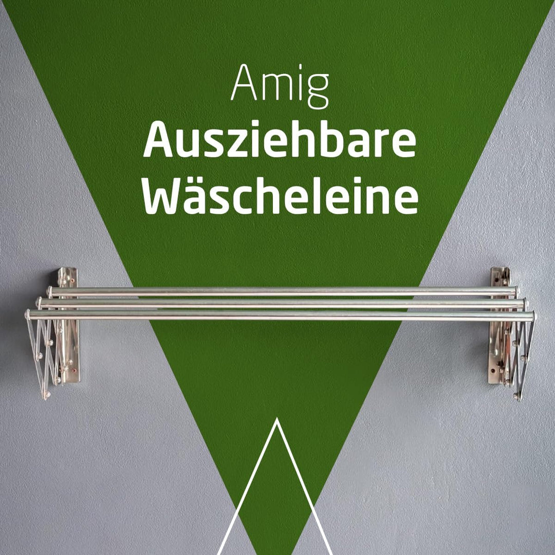 Amig - Wäscheständer Wandmontage | Trockenlänge aus Aluminium | Ausziehbare Wäscheleine mit 5 Stange