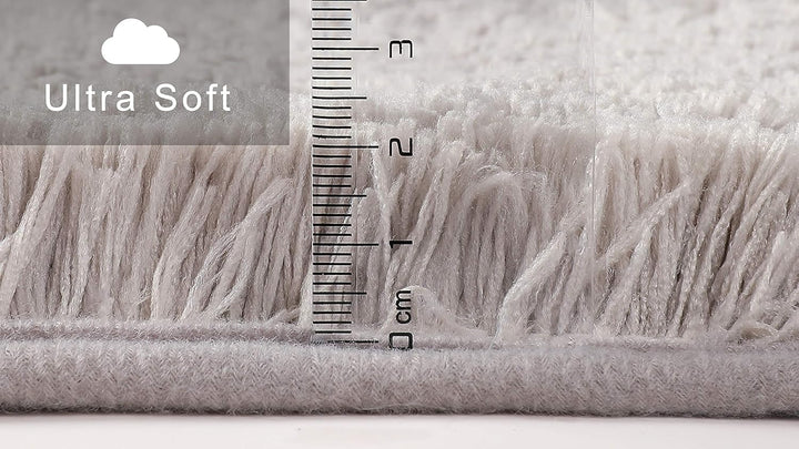 fluffy® Badteppich für Eckduschen, Hochflor aus Mikrofaser, rutschfeste Unterseite (L-Form | Innenma