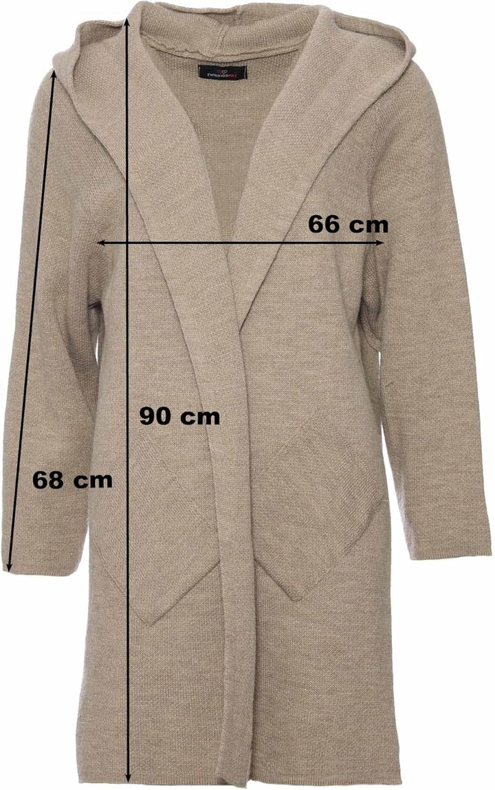 Zwillingsherz Strickjacke Cardigan für Damen - Hochwertiger Mantel Überwurf warm kuschelig weich mit