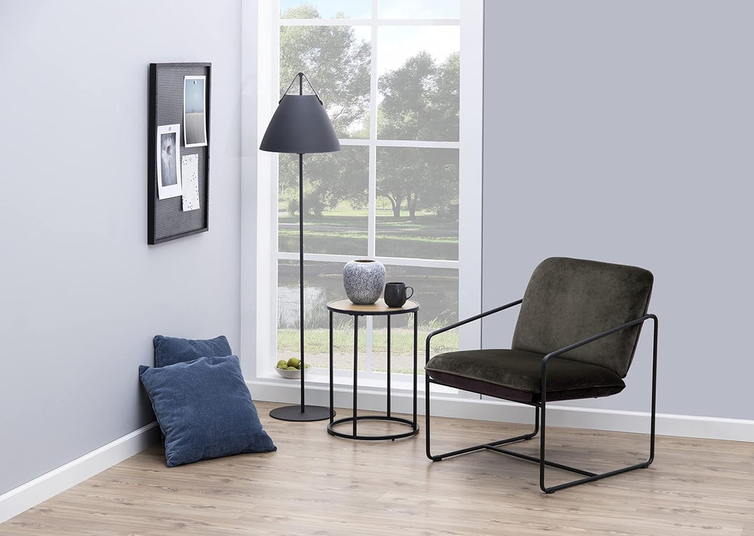 AC Design Furniture Jörn runder Beistelltisch mit Tischplatte in Eichenoptik und schwarzem Metallfus