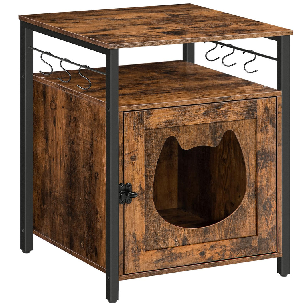 HOOBRO katzenklo Schrank, katzentoilette, katzenschrank katzenhaus mit 6 Haken,