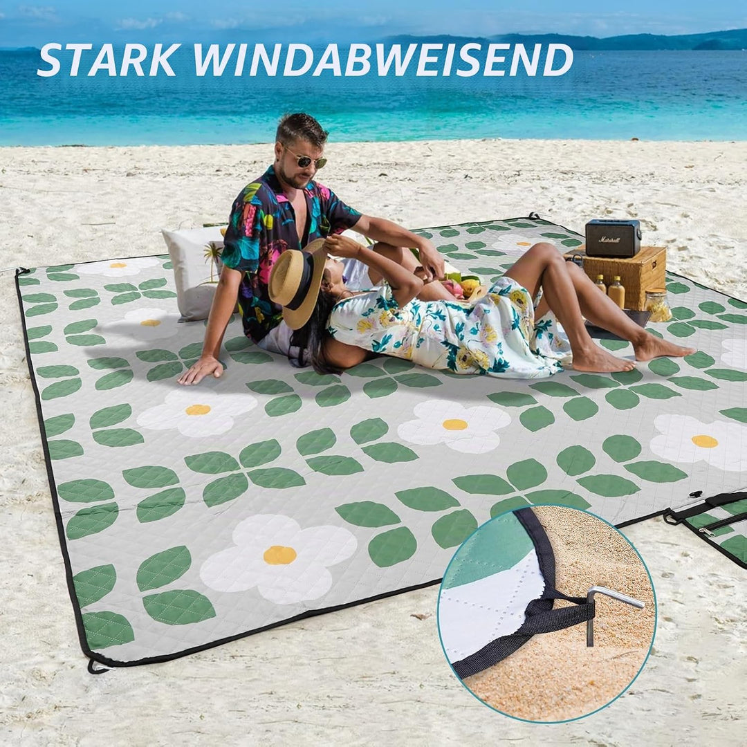 Picknickdecke, extra gross – wasserdicht, sanddicht, Schultergurt, maschinenwaschbar, Outdoor-Decke