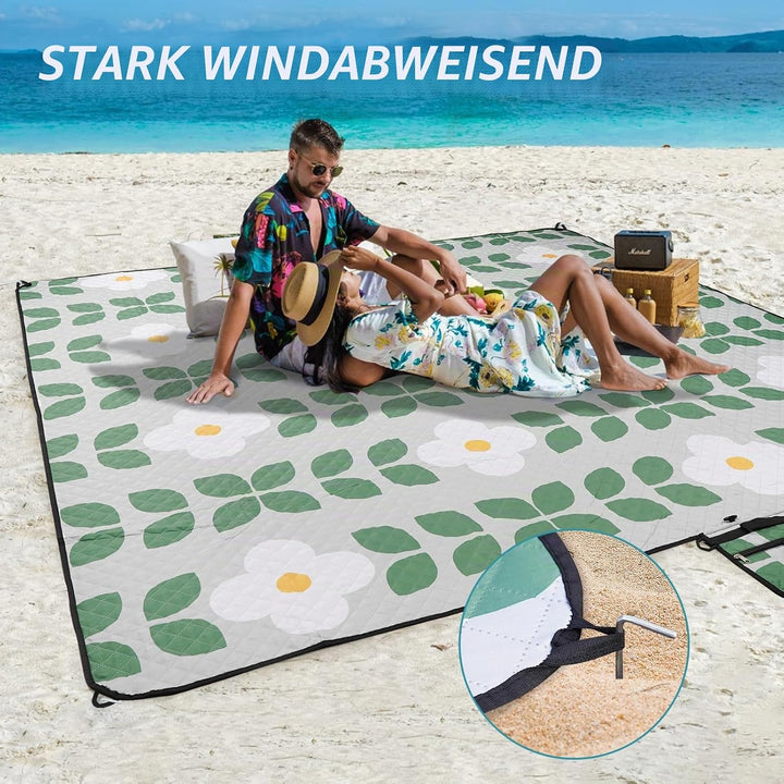 Picknickdecke, extra gross – wasserdicht, sanddicht, Schultergurt, maschinenwaschbar, Outdoor-Decke