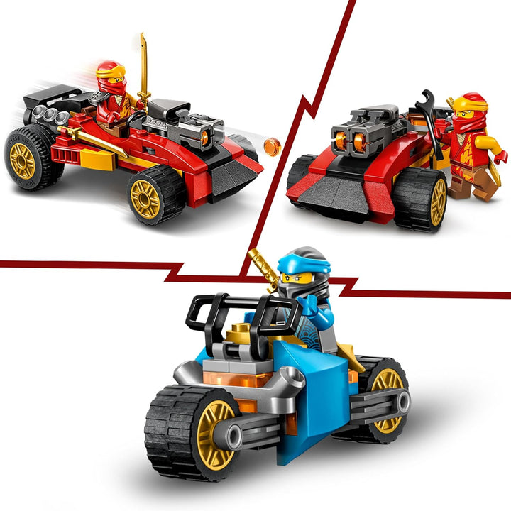 LEGO 71787 NINJAGO Kreative Ninja Steinebox, Spielzeug Aufbewahrungskiste mit Ninja-Auto und Motorra