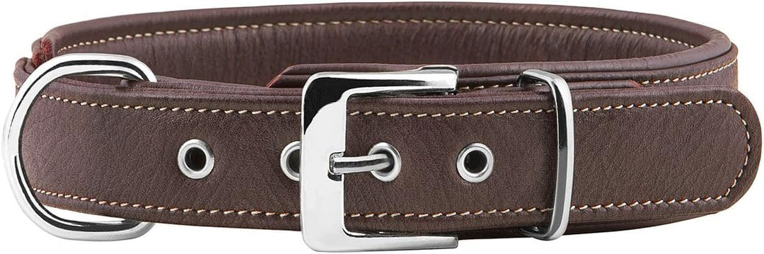 Knuffelwuff 13991-005 Weiches Lederhalsband Hund Hundehalsband Glendale 38-45cm, braun Braun Halsumf