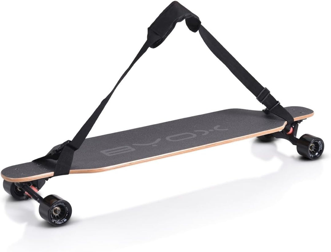 Byox Kinder Skateboard Longboard 41 Zoll, PU Rollen, ABEC-11, Gurt, bis 100 kg Schwarz, Schwarz