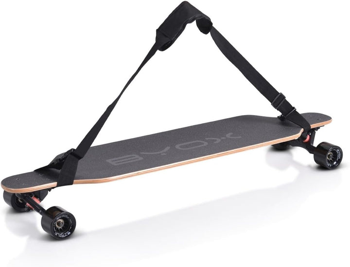 Byox Kinder Skateboard Longboard 41 Zoll, PU Rollen, ABEC-11, Gurt, bis 100 kg Schwarz, Schwarz