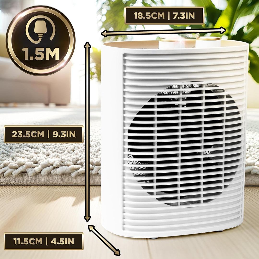 Duronic HV32 WE Heizlüfter, 2000 Watt Elektroheizung für Steckdose, kleine Mini Heizung als Fusswärm